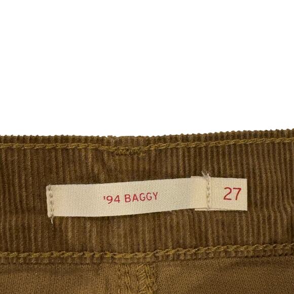 Levis 94 Baggy Pants Womens Sz 27 Tan Corduroy Straight Leg Mid Rise Hipster NWT - Picture 5 of 12